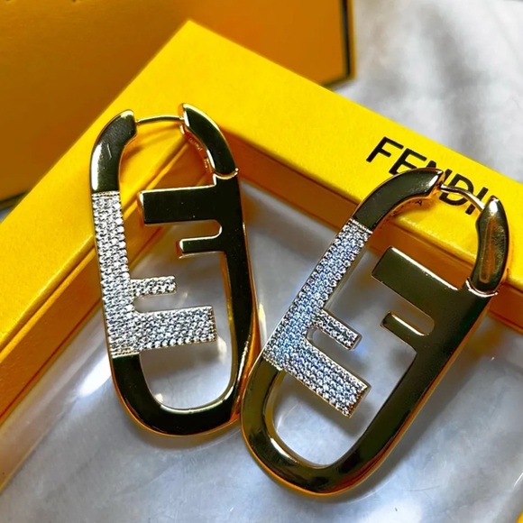 Authentic Fendi Large O’Lock Crystal Earrings - Picture 5 of 13